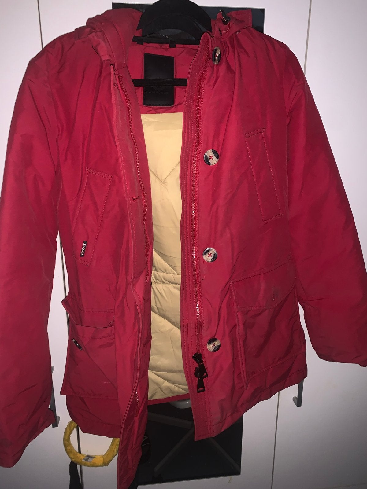 Airforce winterjas rood - Maat L, Ophalen of Verzenden, Gedragen, Maat 52/54 (L), Rood