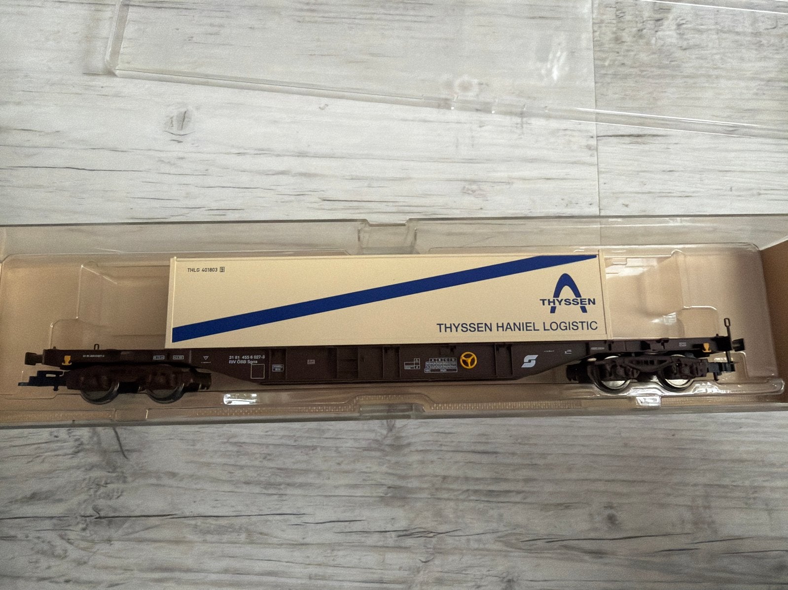 Fleischmann H0 5246 K ÖBB Containerwagon "Thyssen Haniel", Gelijkstroom, Fleischmann, Wagon, Ophalen of Verzenden