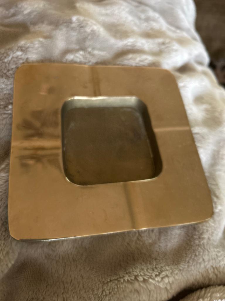 Vintage Messing Vierkante Asbak, Verzamelen, Ophalen of Verzenden, Gebruikt, Asbak