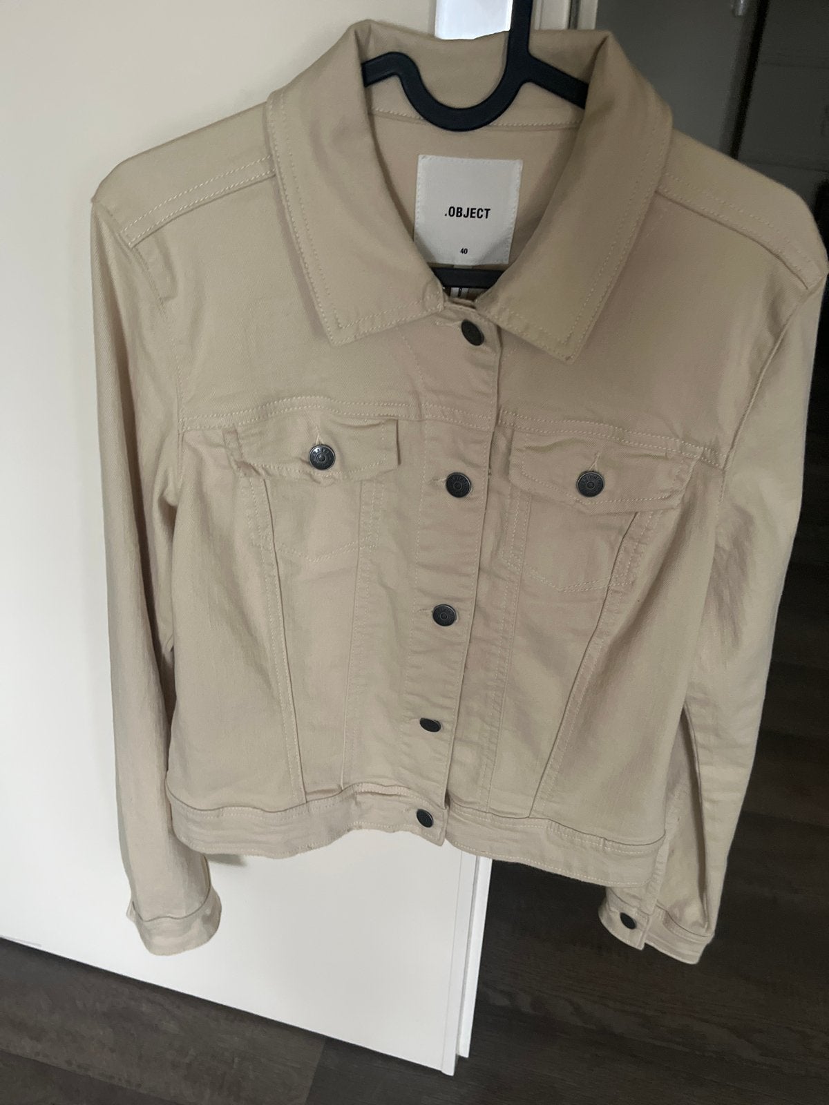 Object Ecru Jeansjasje Maat 38/40 met Stretch, Ophalen of Verzenden, Zo goed als nieuw, Maat 38/40 (M), Beige