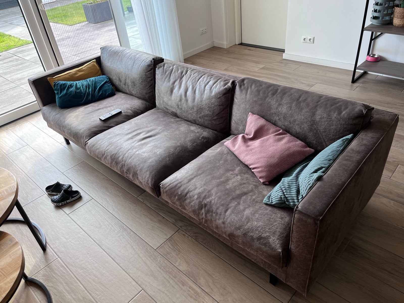 Bodilson Suede/Leren Bank - 260cm, Ophalen, 250 tot 300 cm, Gebruikt, Leer