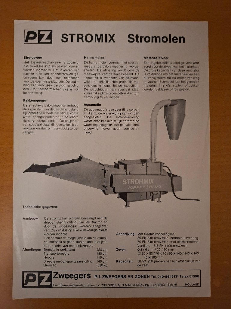 Folder PZ Zweegers Stromix stromolen, Ophalen of Verzenden, Gelezen, Tractor en Landbouw