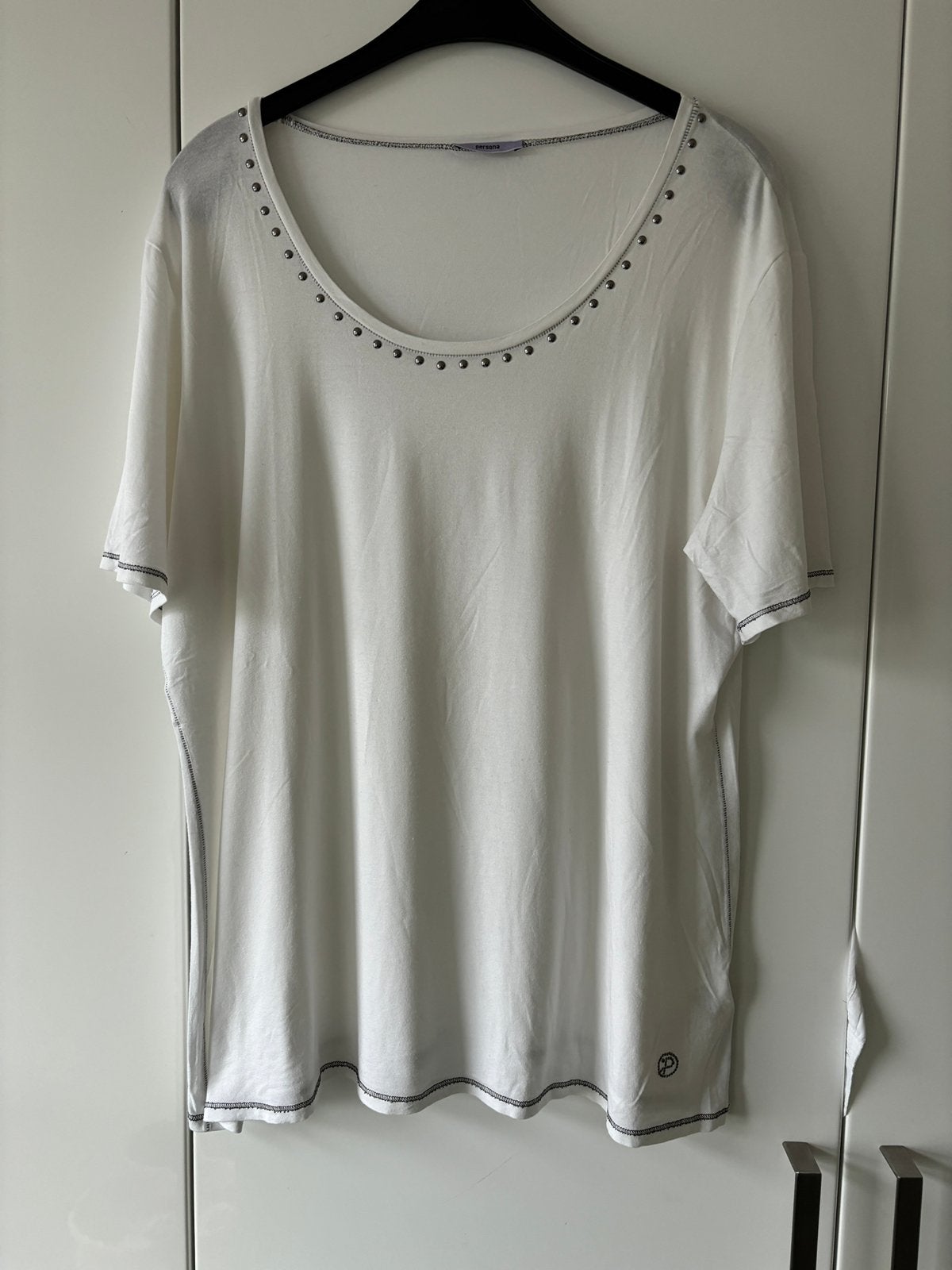 Persona / Marina Rinaldi wit tahirt met studs maat L=46, Kleding | Dames, T-shirts, Verzenden, Wit, Maat 46/48 (XL) of groter