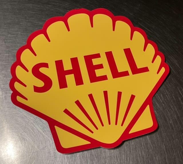 SHELL logo  schelp retro sticker  - benzinepomp, Ophalen of Verzenden, Zo goed als nieuw, Formule 1