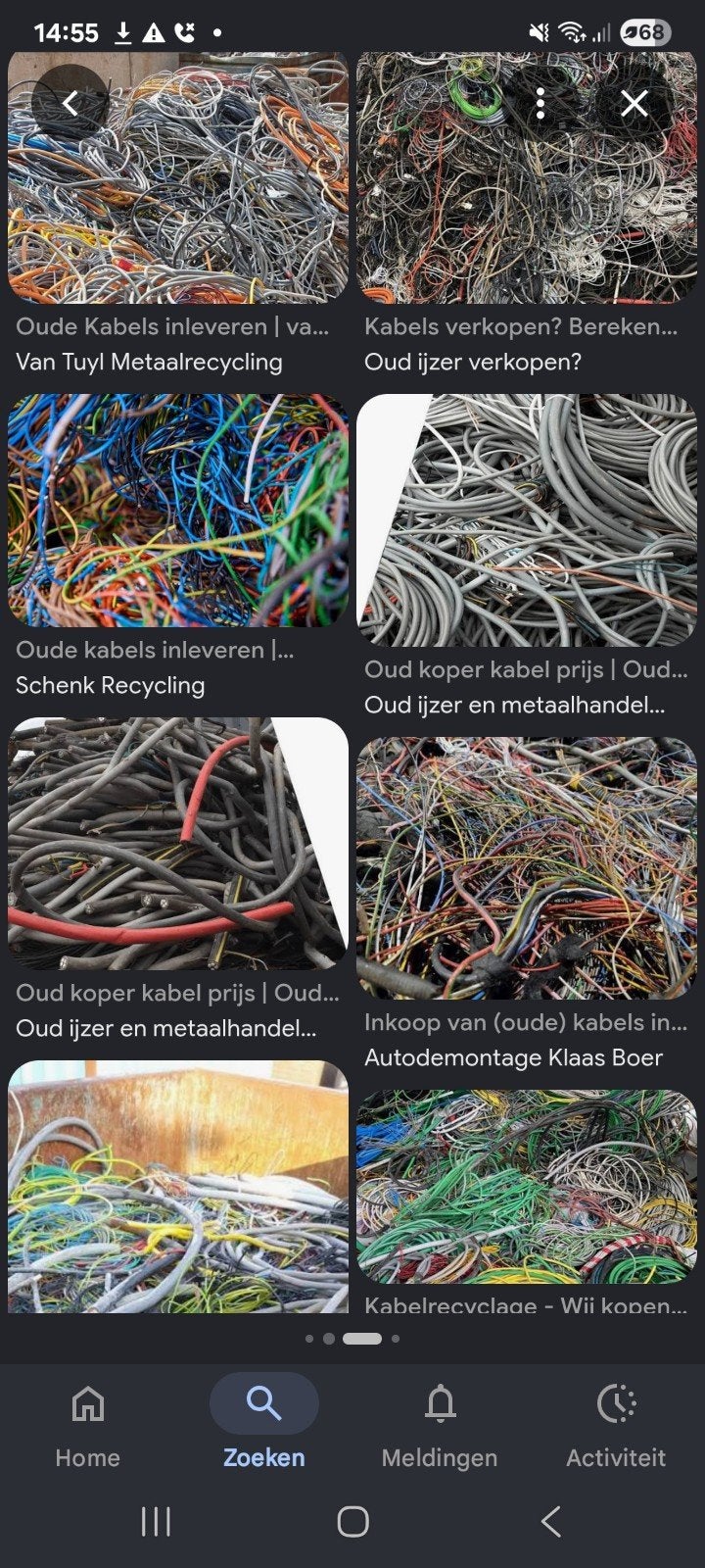 Gezocht oude koper kabels, Ophalen