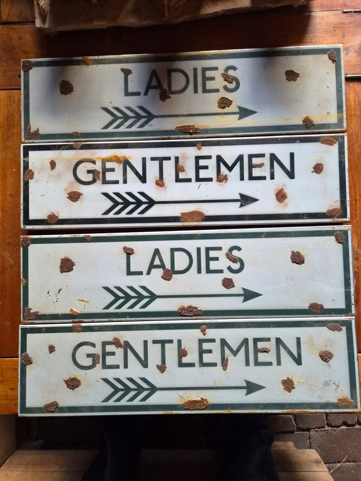 2x toilet bord " Ladies, Gentlemen", Tekstbord, Metaal, 56 cm, 15 cm