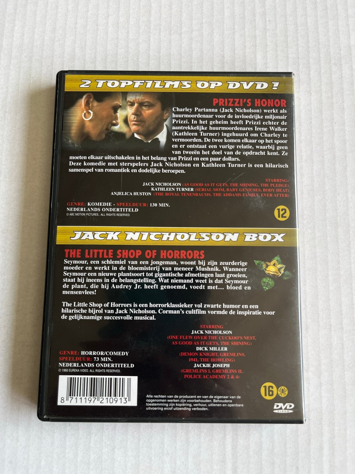 Jack Nicholson Box: Prizzi's Honor & Little Shop of Horrors, Vanaf 16 jaar, Ophalen of Verzenden, Gebruikt, Detective en Krimi