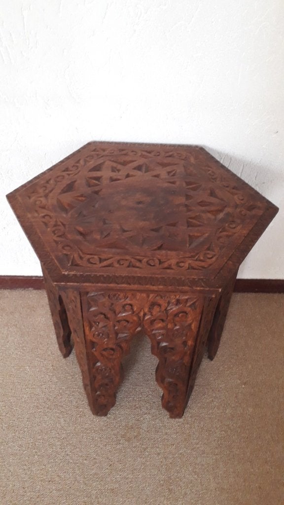 Bijzettafeltje, Marokkaans, Oosters, Indisch, houtsnijwerk, Ophalen, Overige vormen, Minder dan 55 cm, 45 tot 60 cm