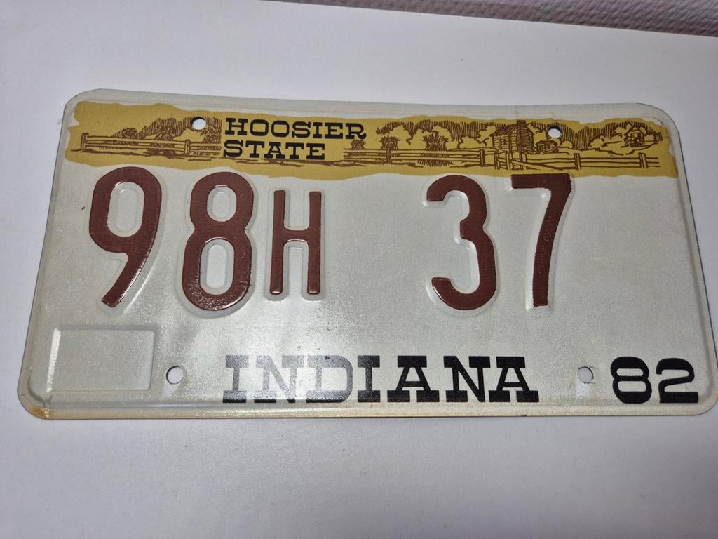 Oude USA Kentekenplaat Indiana 1982 - Hoosier State, Verzamelen, Ophalen of Verzenden, Gebruikt