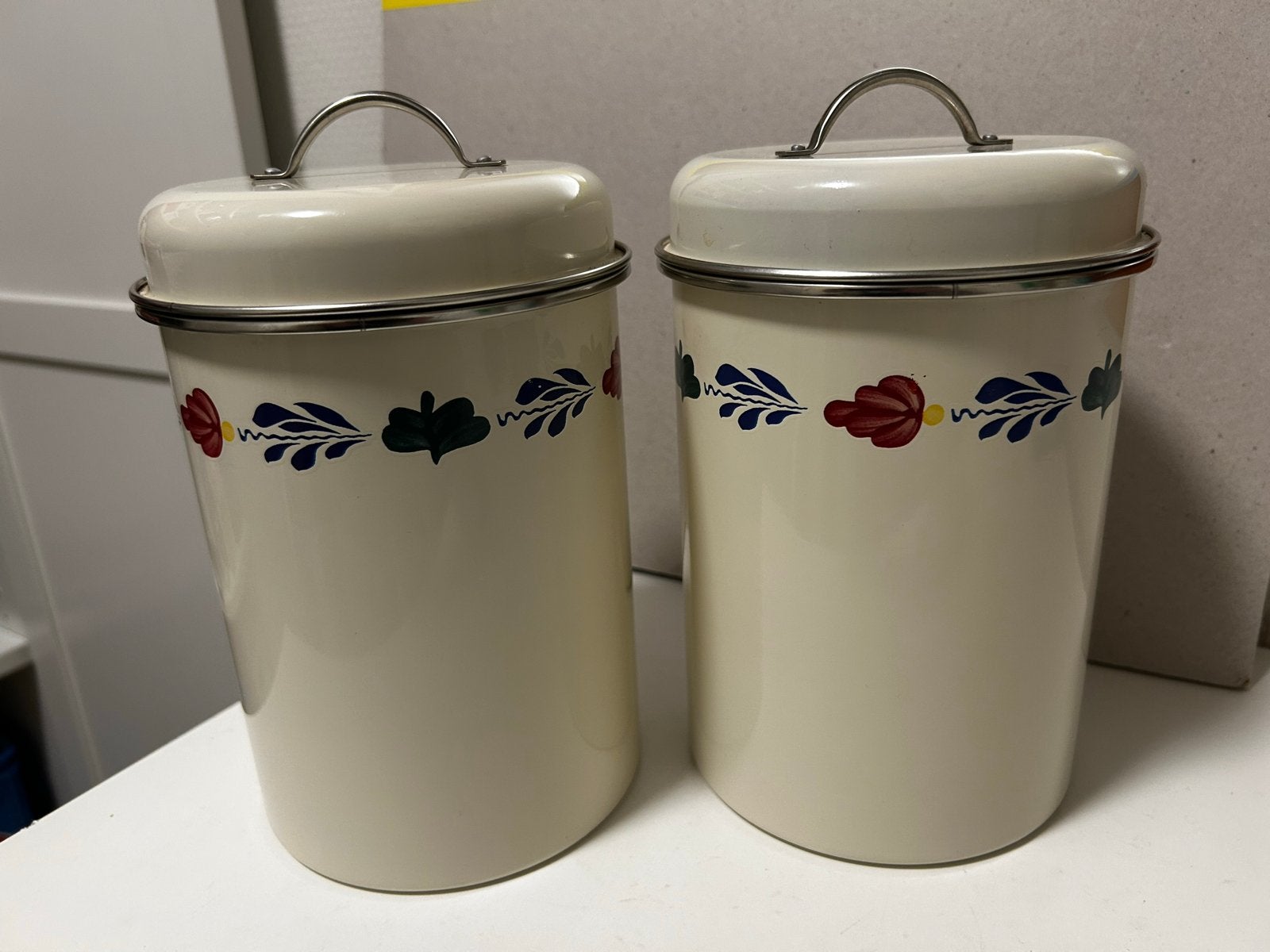 Set van 2 voorraadpotten boerenbont, Ophalen