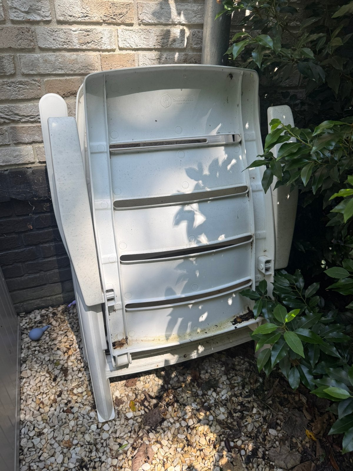 GRATIS 2x verstelbaar deluxe tuinstoelen wit, Ophalen, Gebruikt, Kunststof, Verstelbaar