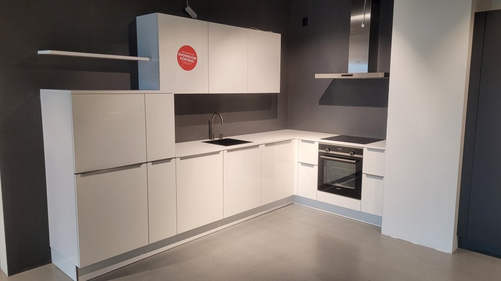Keuken Fine Lack| Hoekopstelling wit hoogglans, Ophalen, Wit, Hoekkeuken, Nieuw