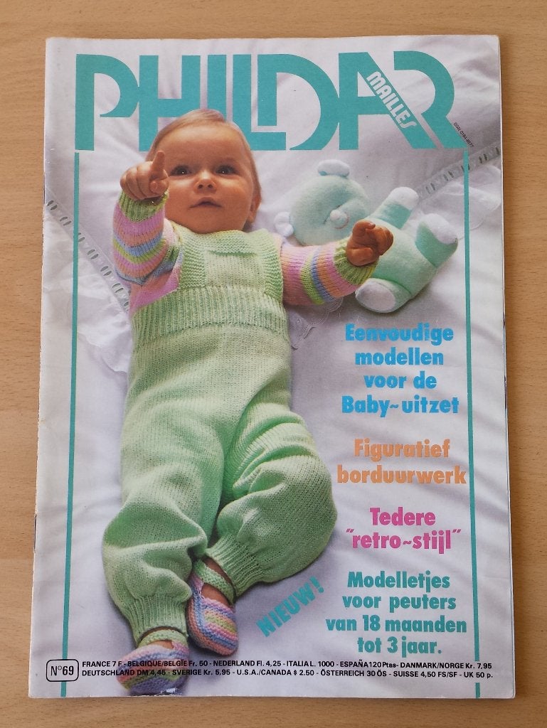 Phildar Mailles - Babymode nr.69 -1979 - breien en haken, Gebruikt, Breien of Haken, Phildar, Ophalen of Verzenden
