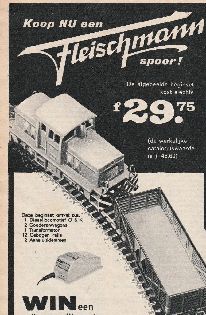 Retro reclame 1965 Fleischmann trein set modelspoor, Verzenden, Overige typen