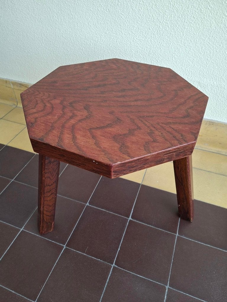 vintage eiken salontafel tafeltje brutalist design jaren 70, Brutalisme, Minder dan 50 cm, Gebruikt, Eikenhout