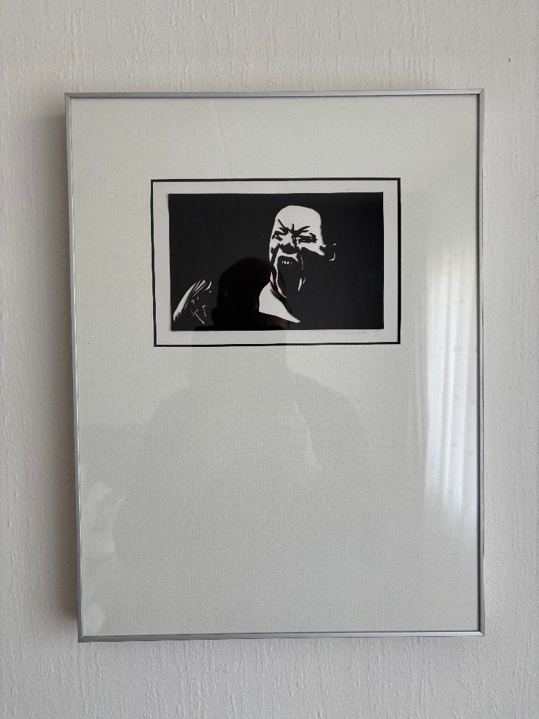 Knipselkunstwerk Mephisto, Michael Pfeiffer ingelijst., Antiek en Kunst, 1950 - 1999, Overige technieken, Portret, Ophalen of Verzenden
