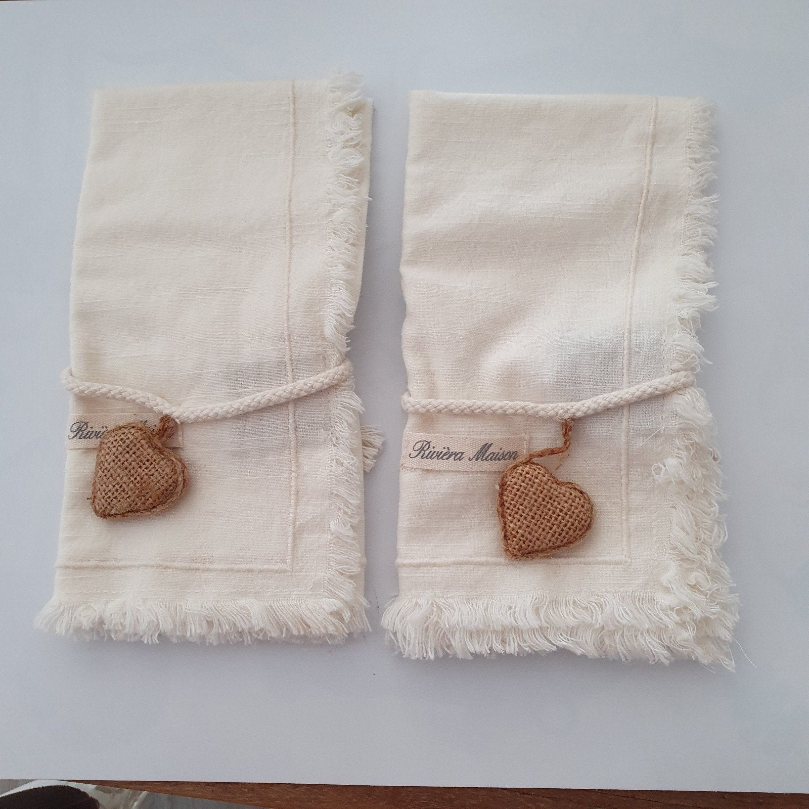 riviera maison Tafeldoekjes 40 bij 40cm, Huis en Inrichting, Keuken | Textiel, Ophalen of Verzenden, Nieuw, Katoen, Beige