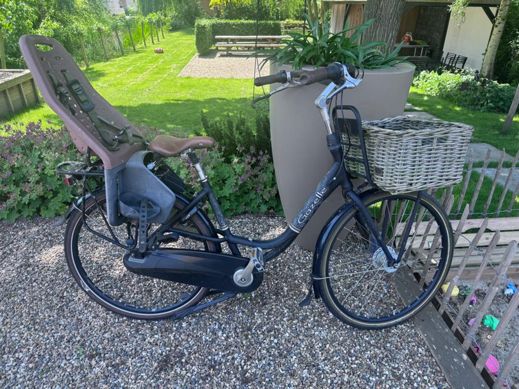 Gazelle fiets met kinderzitjes en mand, Ophalen, Gebruikt, Versnellingen, 50 tot 53 cm