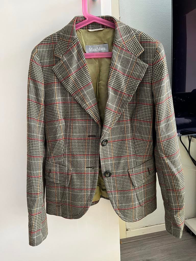 MaxMara Geruit Jasje - Stijlvol en Tijdloos, Maat 38/40 (M), Overige kleuren, Ophalen of Verzenden, Zo goed als nieuw