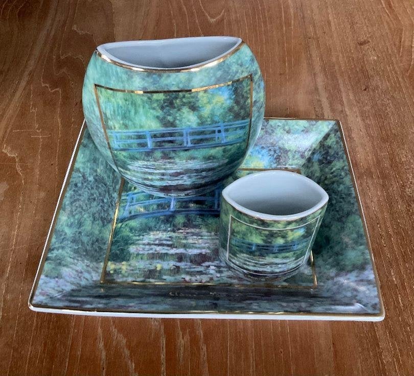 Goebel porselein schaal vaasje Monet Japanse brug waterlelie, Antiek en Kunst, Ophalen of Verzenden