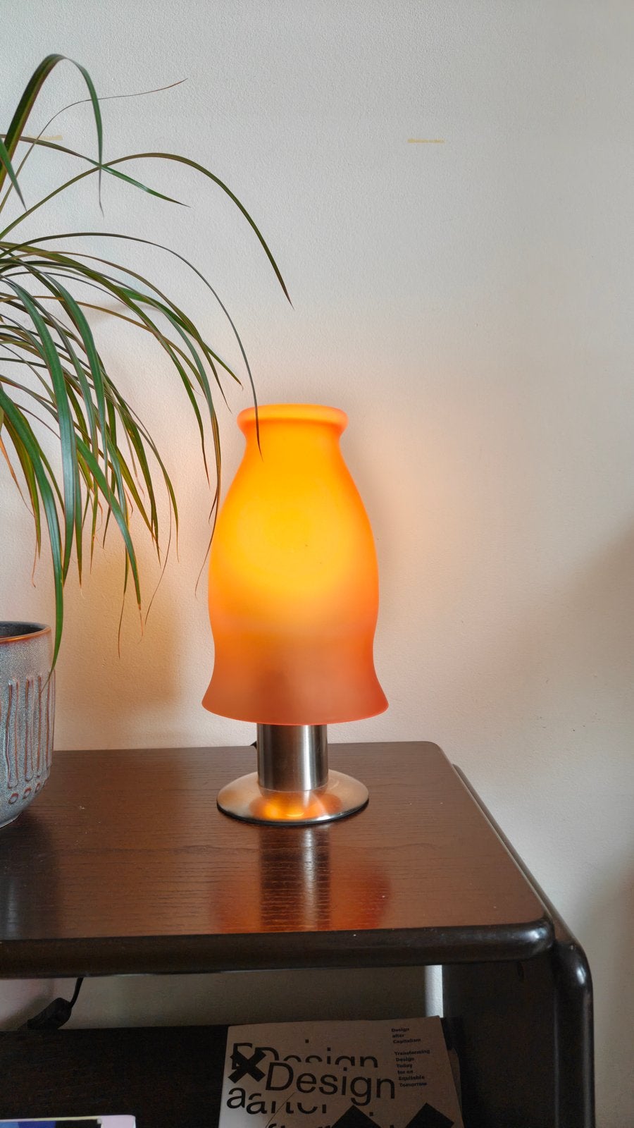 Unieke sfeervolle oranje tafellamp van kringlooponderdelen, Ophalen, Gebruikt, Overige merken, Vintage