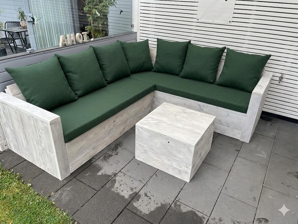 Loungeset steigerhout douglas hoekbank tuinbank loungeset, Ophalen of Verzenden, Zo goed als nieuw, Steigerhout, Hocker