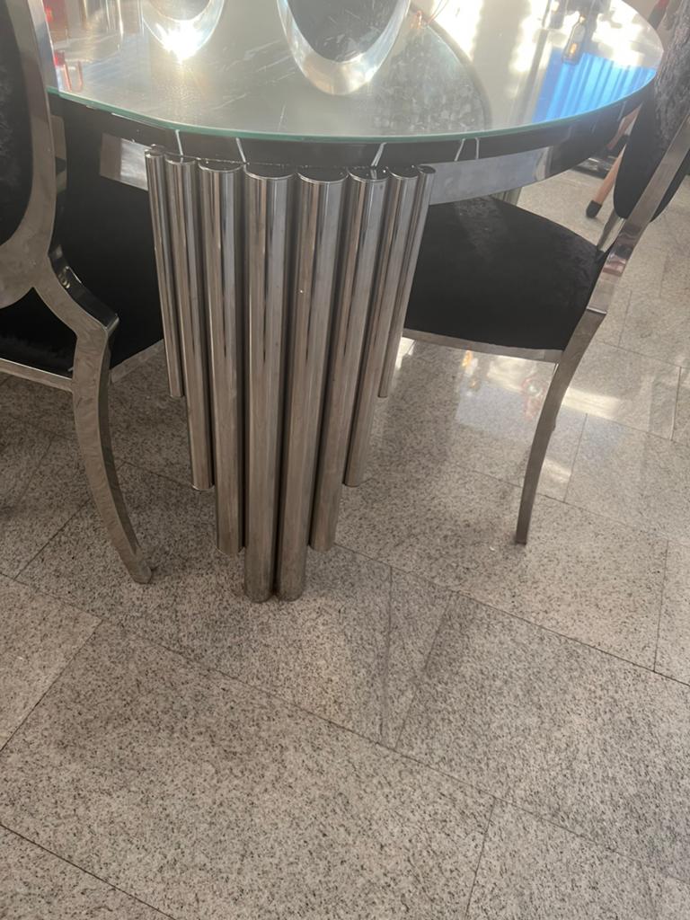 Te koop mooi groot eettafel met 8 stoelen, Ophalen, 200 cm of meer, 50 tot 100 cm, Zo goed als nieuw