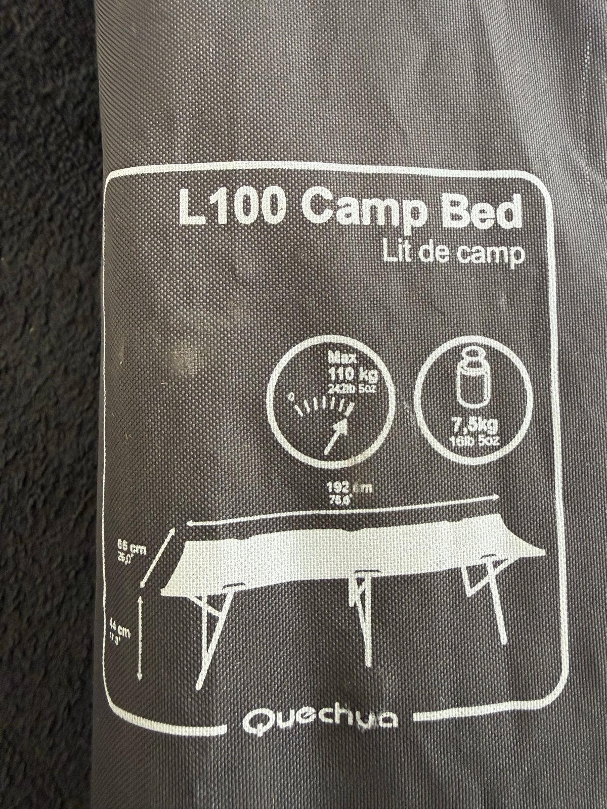 2x Quechua L100 Camp Bed - Zo goed als nieuw, Ophalen, Zo goed als nieuw, Overige