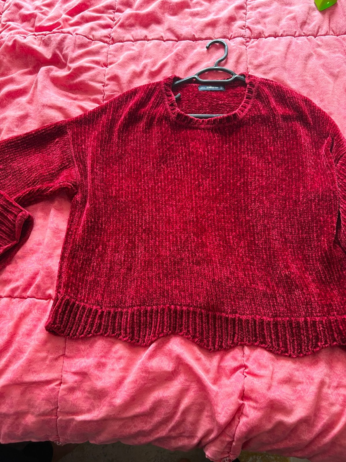 Rode chenille trui van Zara Knit, maat M, Kleding | Dames, Truien en Vesten, Ophalen of Verzenden, Gedragen, Maat 38/40 (M), Rood