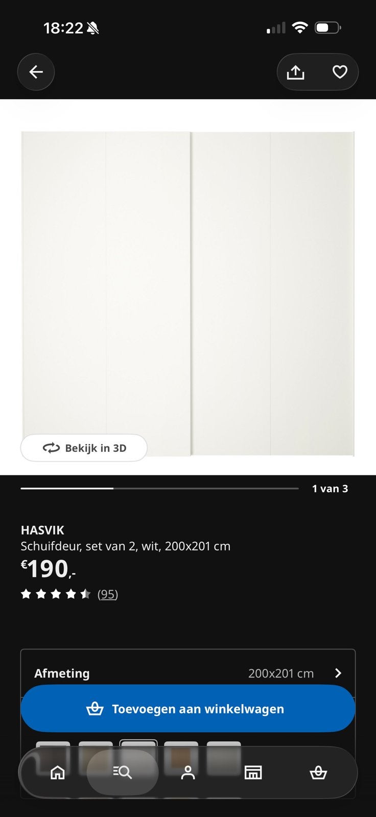 Ikea pax schuifdeuren, Ophalen, Zo goed als nieuw, 50 tot 100 cm, 200 cm of meer