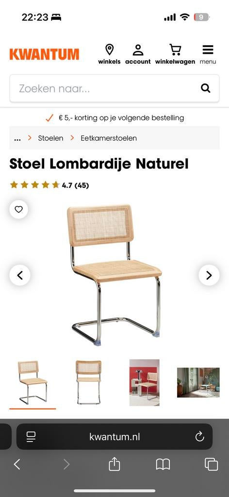 4 eetkamerstoelen Kwantum
