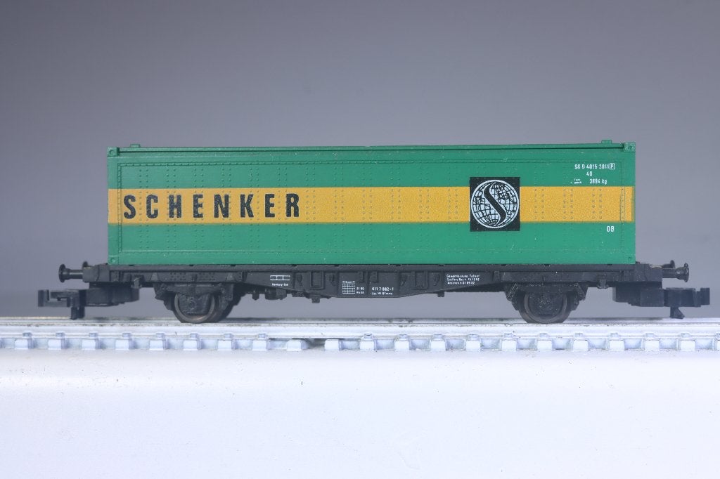 Gereserveerde draagwagon type Lbs met 40 ft Schenker,  DB, Overige merken, Gelijkstroom, Wagon, Ophalen of Verzenden