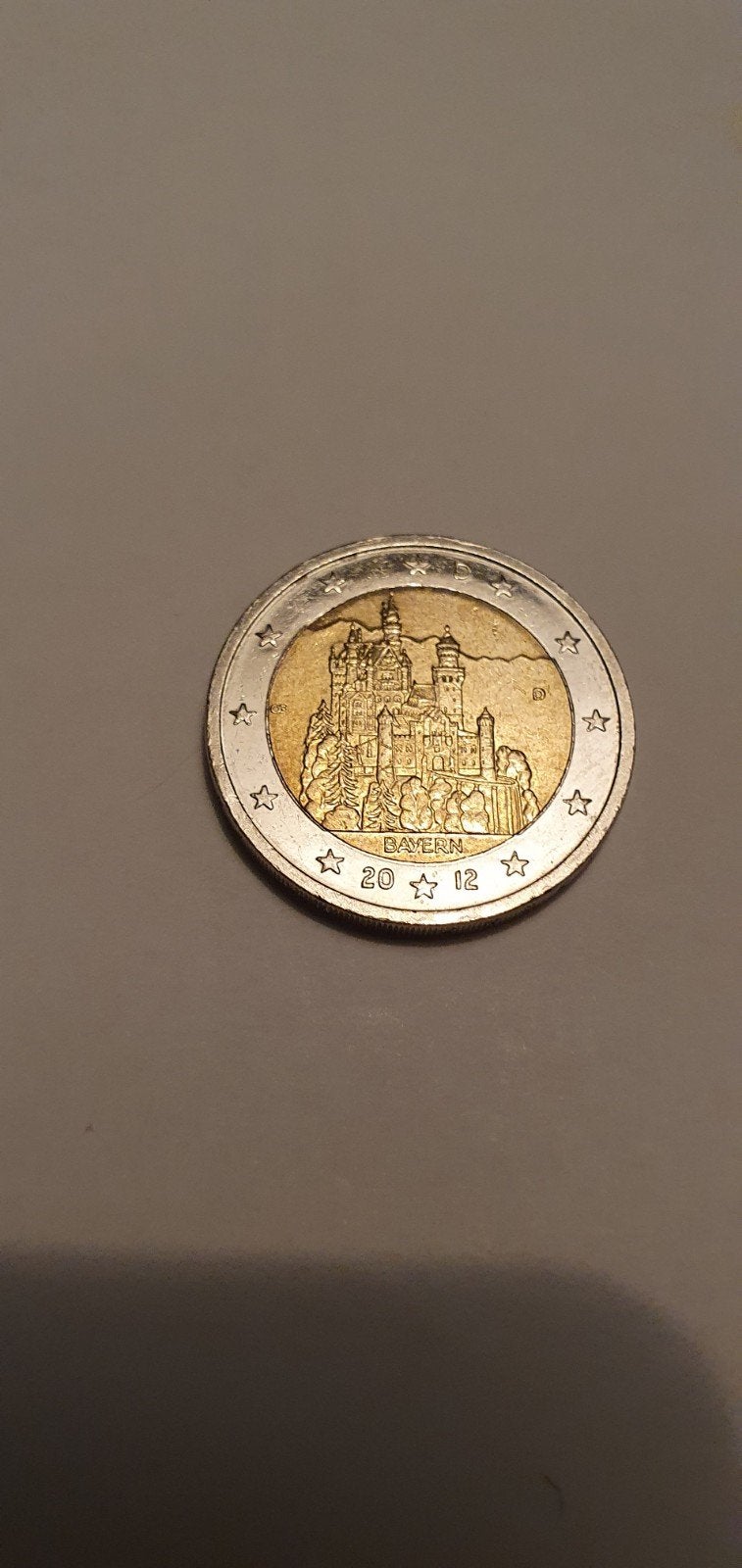 2 Euro munt Duitsland 2012 - Bayern (Neuschwanstein), Postzegels en Munten, Verzenden, Duitsland, 2 euro, Losse munt