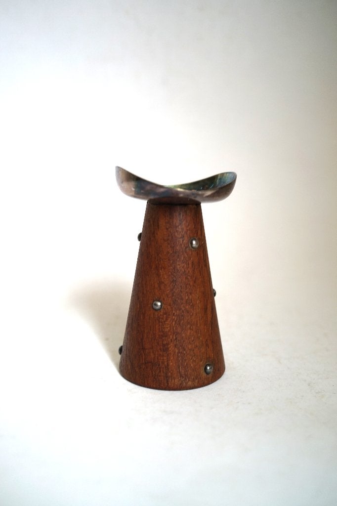 vintage Scandinavië kandelaar Jensen teak verzilverd COH, Ophalen of Verzenden, Overige materialen