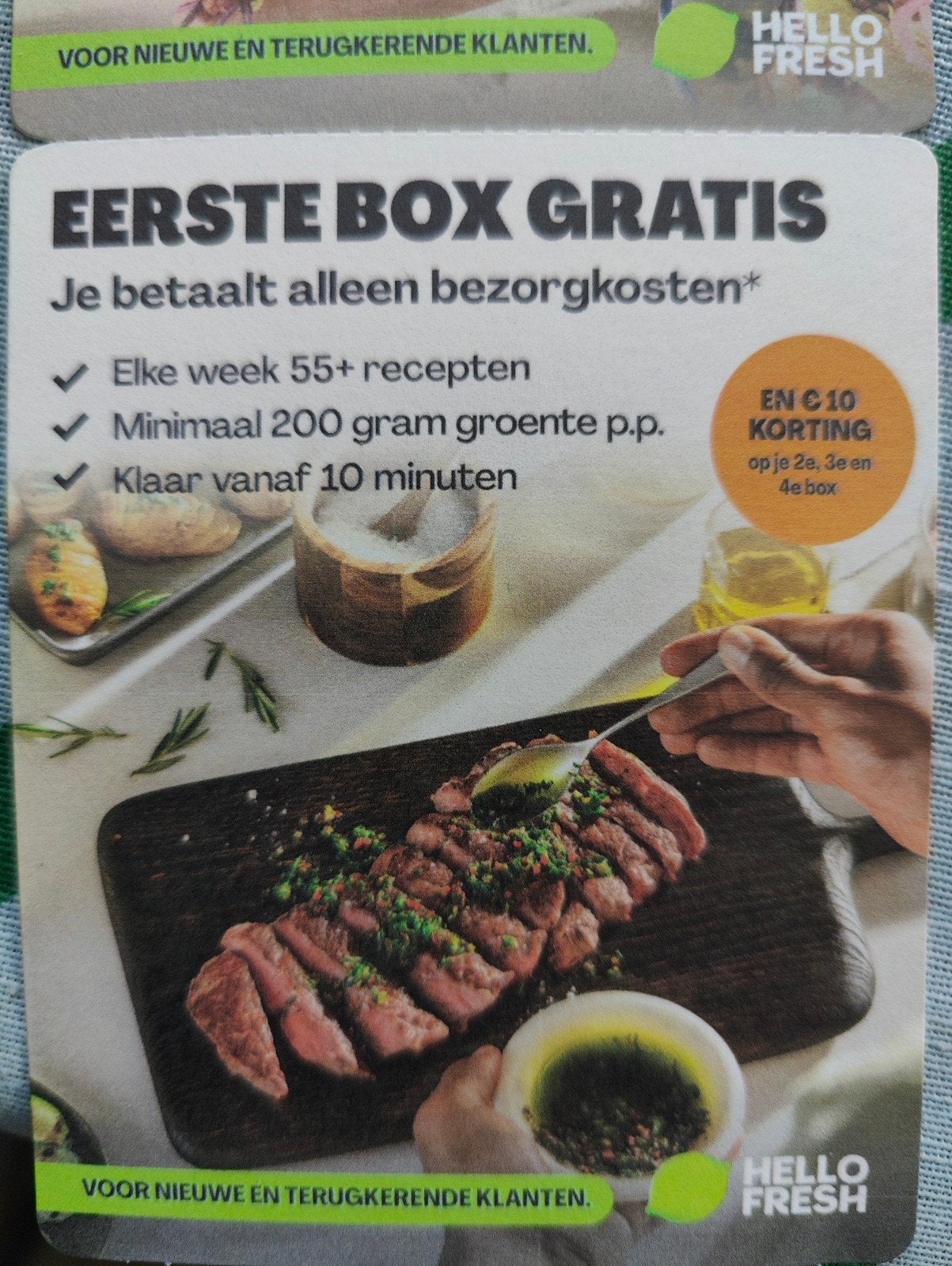 HelloFresh: Eerste Box Gratis + €10 Korting