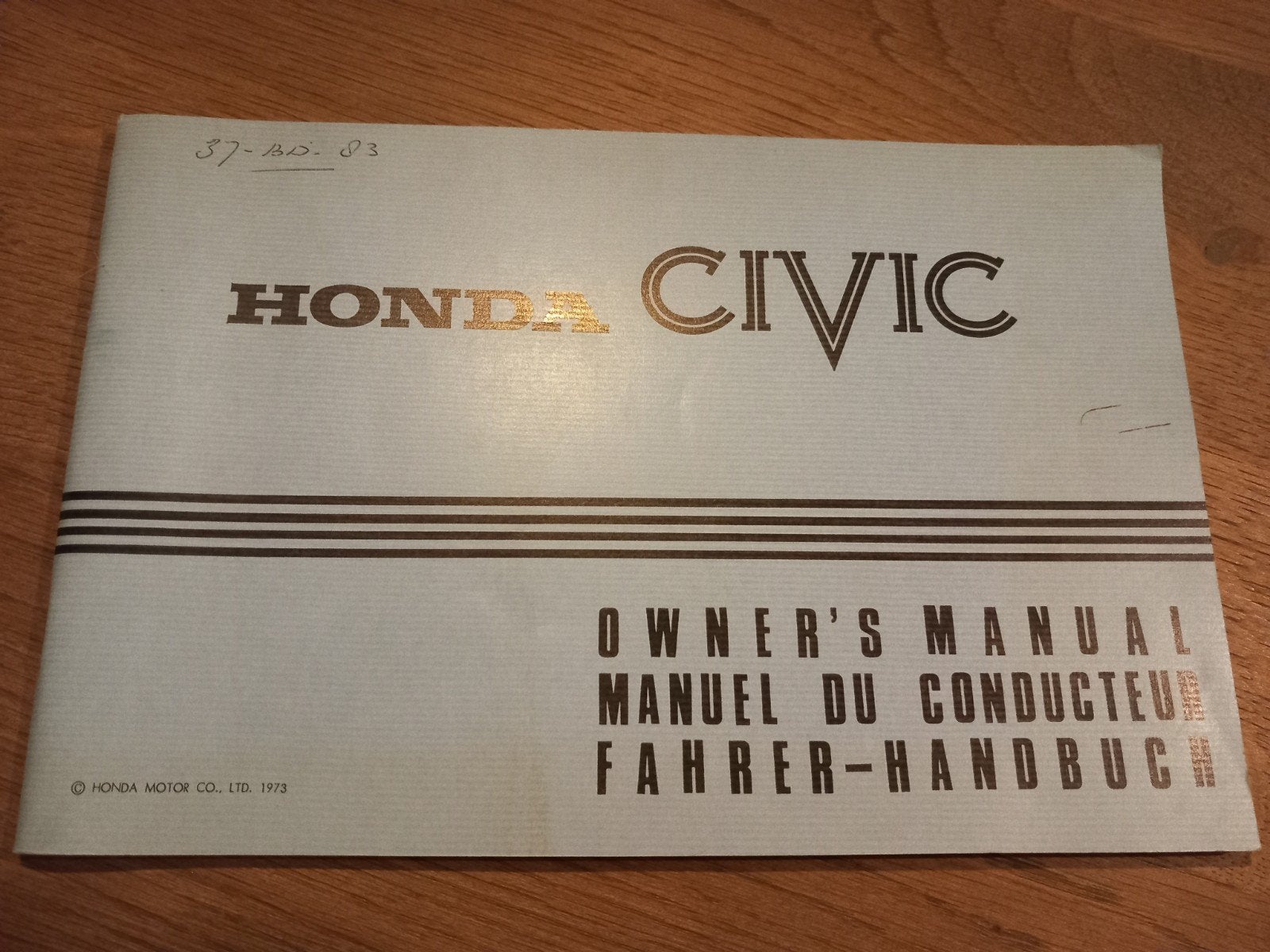 Honda Civic Owners Manual 1973 - Handleiding, Ophalen of Verzenden