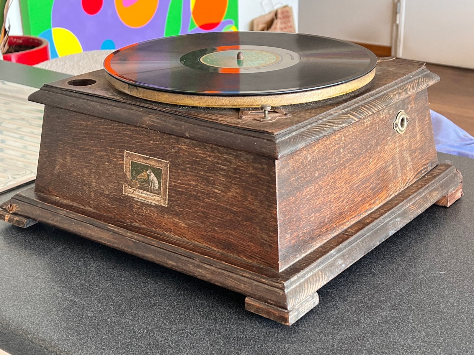 HMV model 25 kast his masters voice grammofoon, Ophalen
