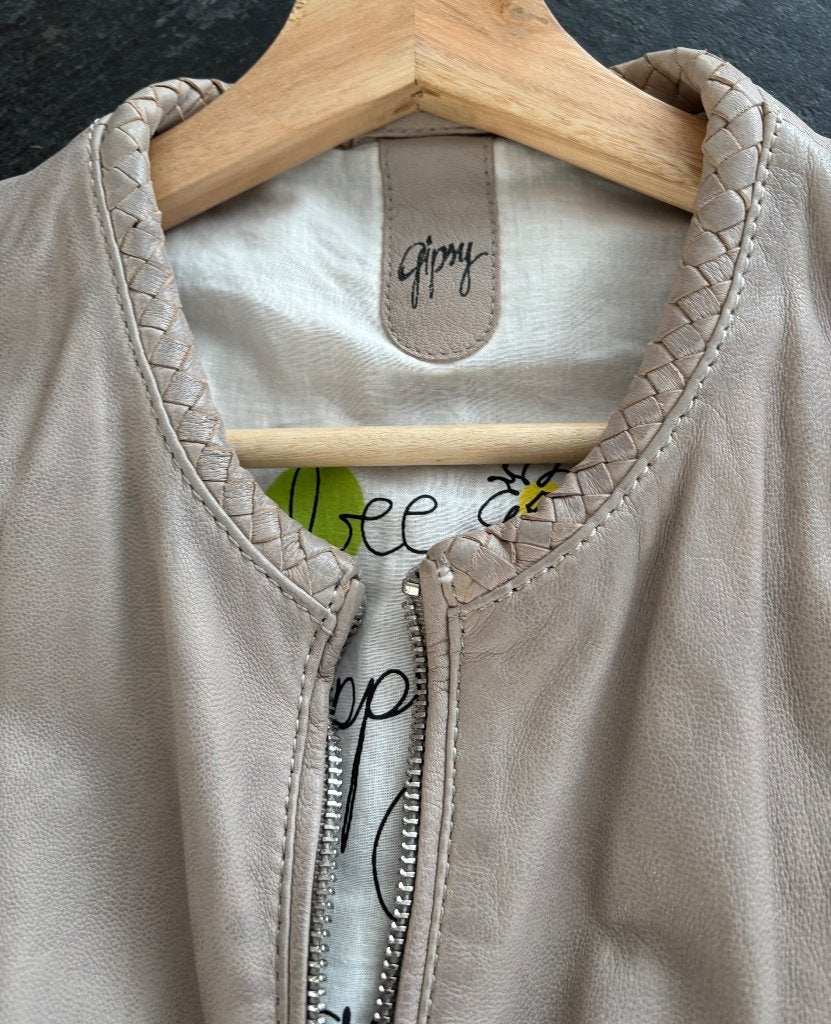 Gipsy by Mauritius biker jack / jas leer maat xxl beige, Gipsy, Verzenden, Beige, Maat 42/44 (L)