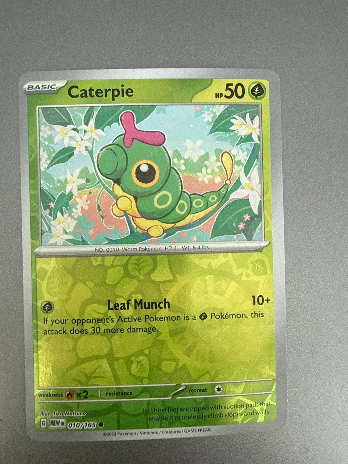 Pokémon Kaart Caterpie 010/165 (Basic, HP50), Ophalen of Verzenden, Zo goed als nieuw, Losse kaart
