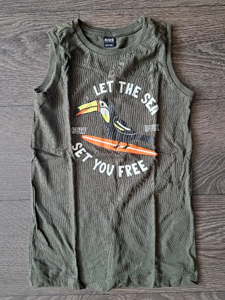 mouwloze Top Shirt  met toekan print  -  122/128  jusa17, Kinderen en Baby's, Kinderkleding | Maat 122, Gebruikt, Kids, Ophalen of Verzenden