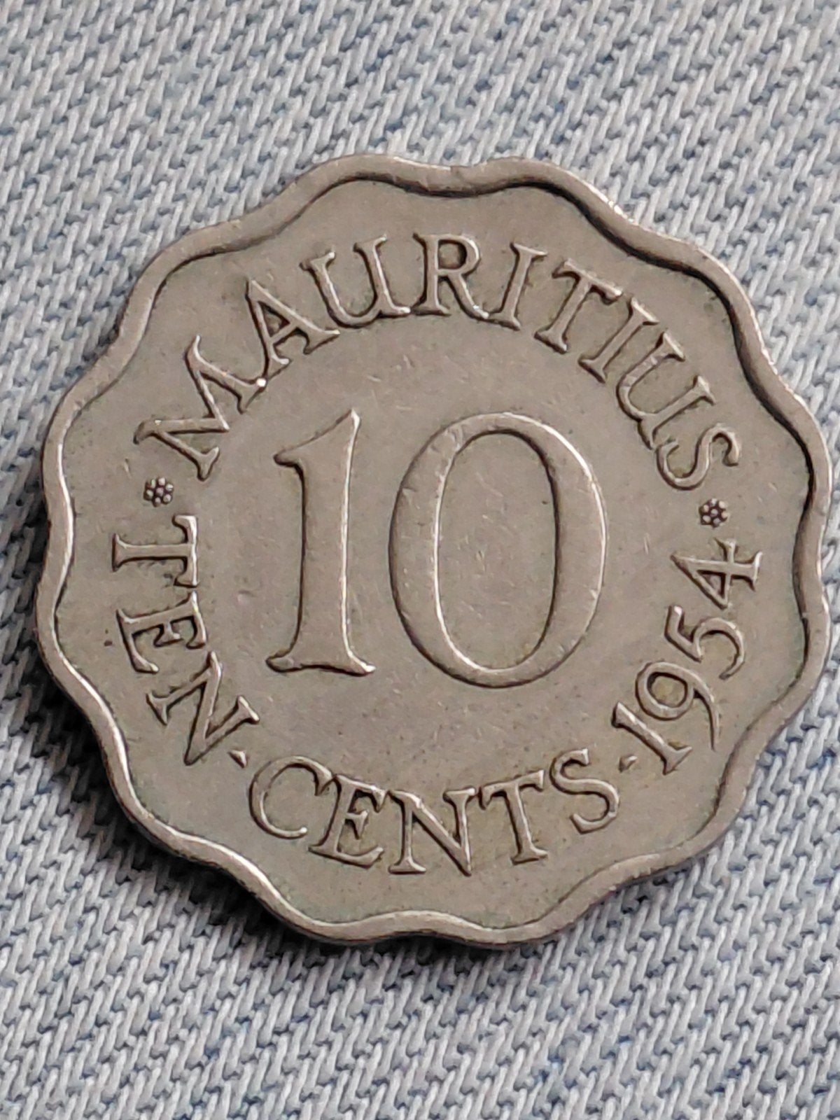Mauritius 10 Cent 1954 Elizabeth II, Verzenden, Overige landen, Losse munt