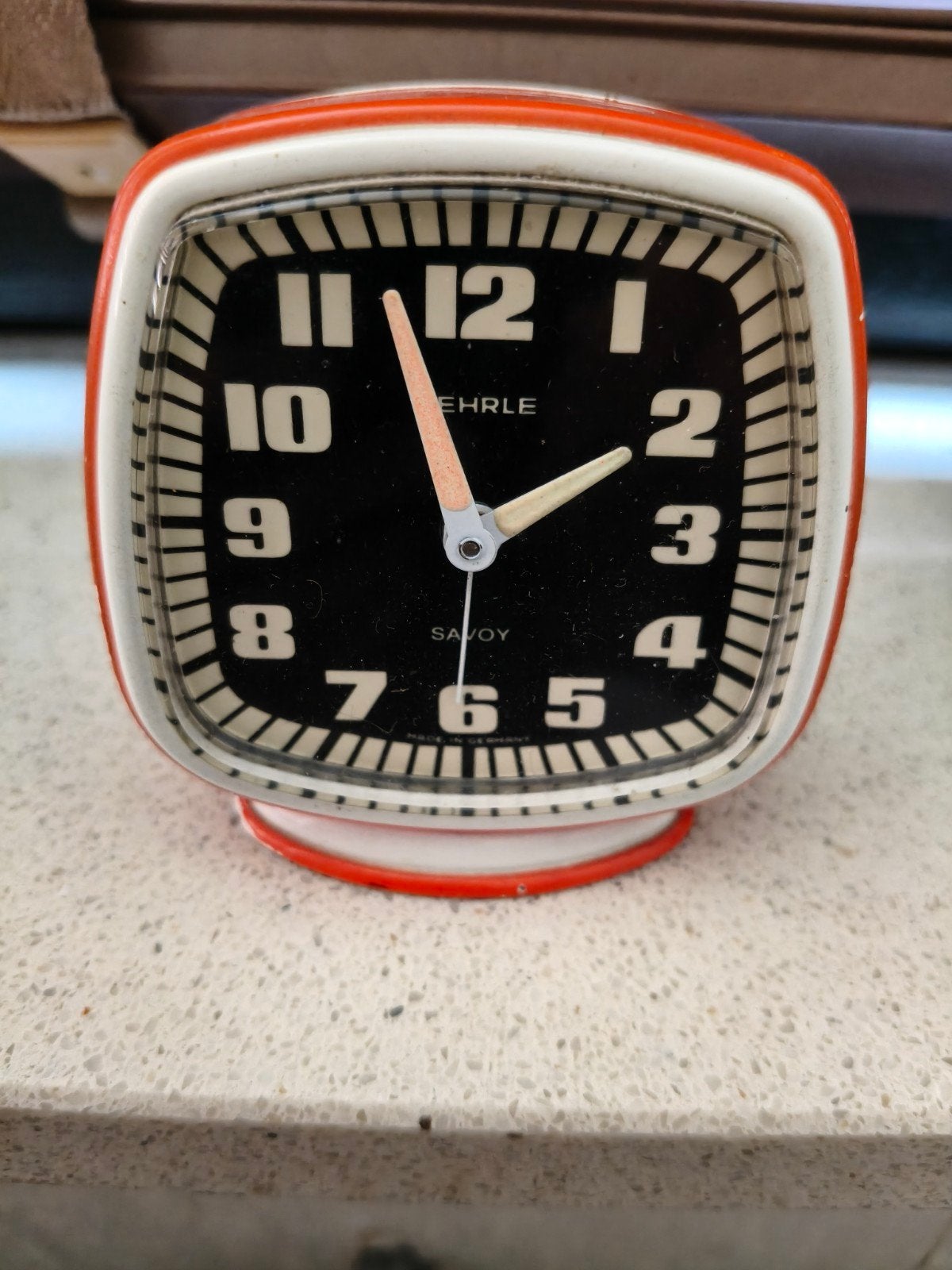 Vintage Wehrle Savoy wekker, rood en wit, retro design, Ophalen