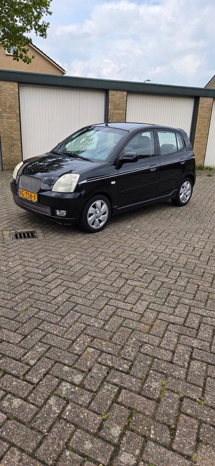 Kia Picanto 1.1 48KW 2006 Zwart, Auto's, Stof, Zwart, 4 cilinders, Zwart