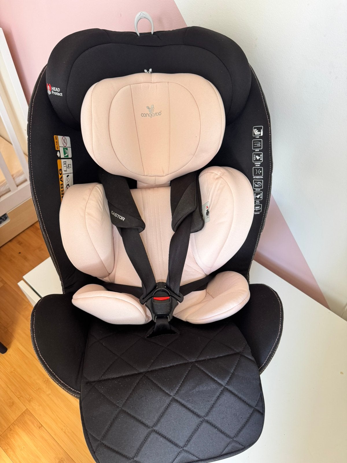 Cangaroo Castor Black 360 I-size (360 graden draaiende stoel, Verstelbare rugleuning, Zo goed als nieuw, Isofix, Ophalen