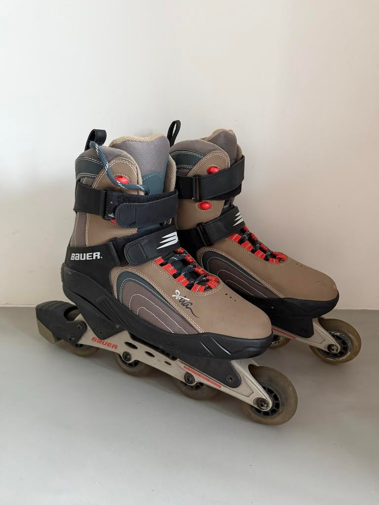 Bauer inline skates - Gebruikt, wielen rollen goed - maat 45, Sport en Fitness, Schaatsen, Ophalen of Verzenden, Gebruikt, IJshockeyschaatsen