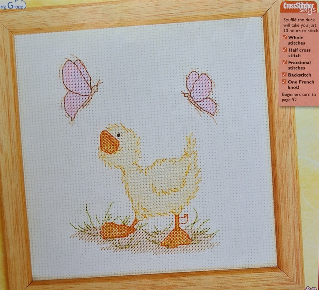 Soufflé eendje met 2 vlinders borduurpatroon, Ophalen, Nieuw, Handborduren, Patroon