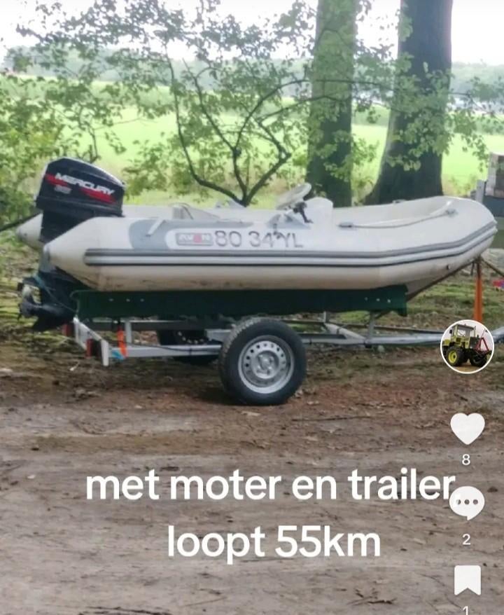 Goede 25pK Mercury en goede alko trailer met slechte rib, Ophalen, Overige typen, Motorboot
