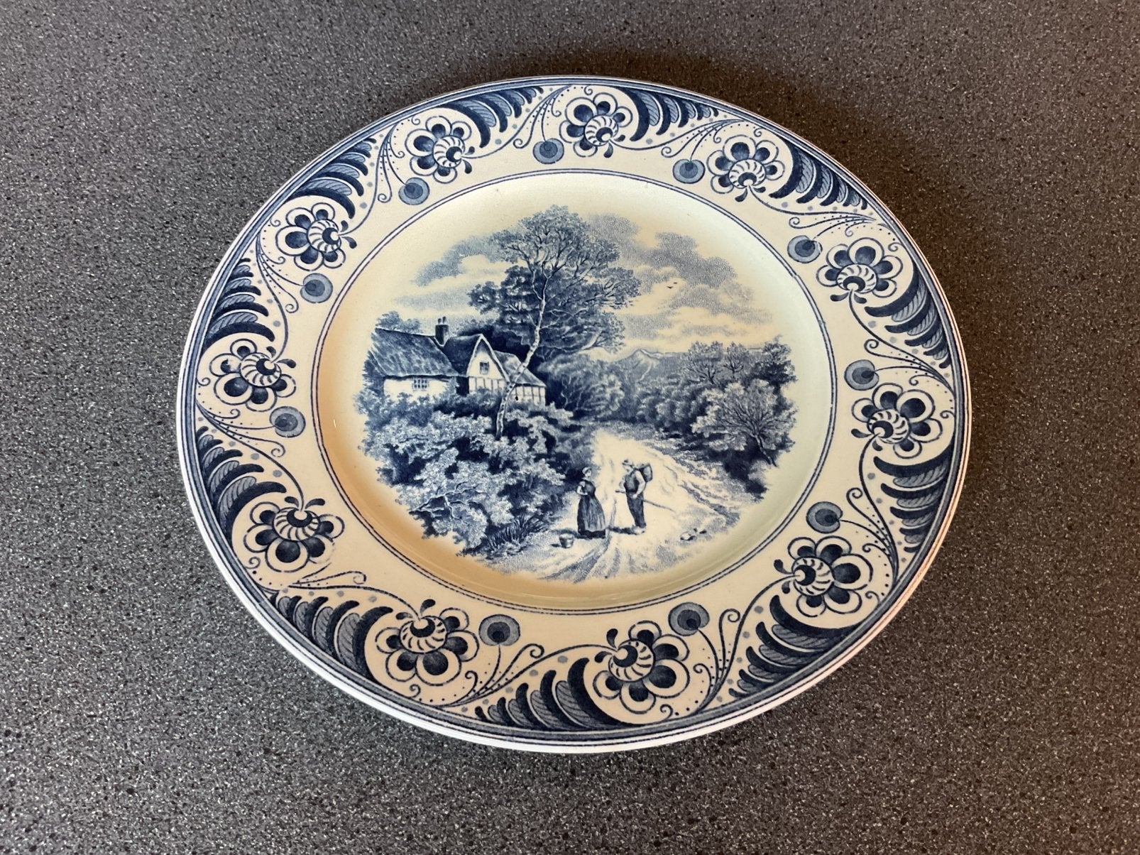Wandbord met Landschap van de Societé Ceramique Blauw-Wit, Ophalen of Verzenden