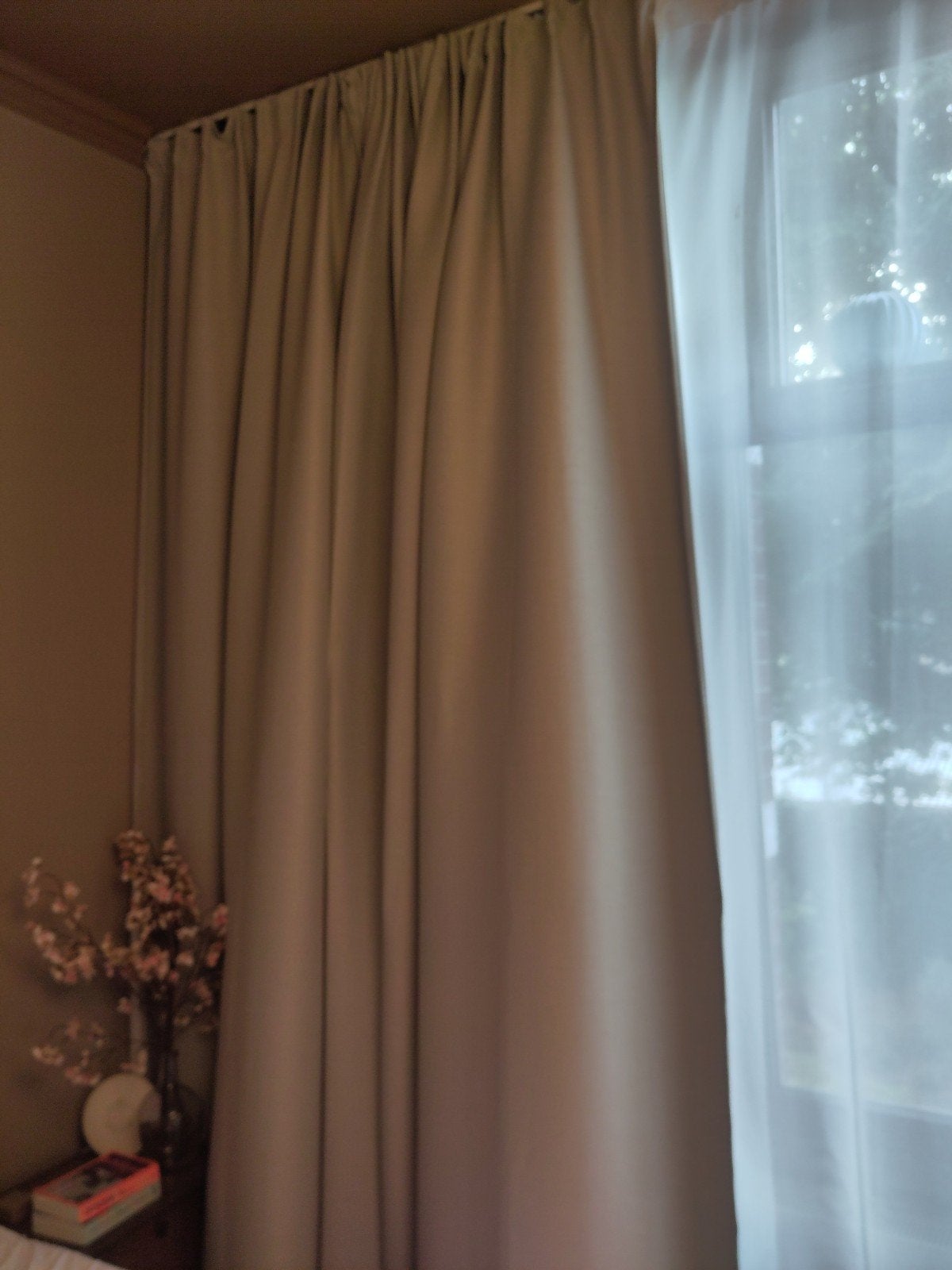 3x gordijnen, beige met plooiband, Ophalen, 200 cm, 300 cm, Beige