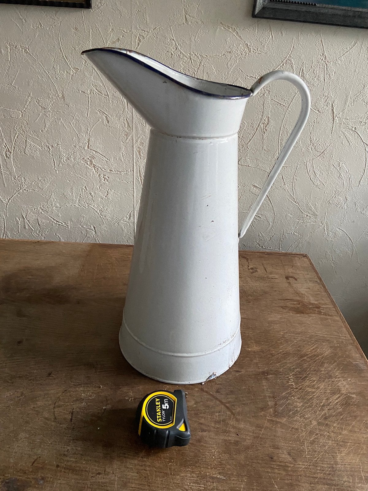 Mooie grote Antieke wit Emaille lampetkan waterkan, Antiek en Kunst, Antiek | Emaille, Ophalen of Verzenden